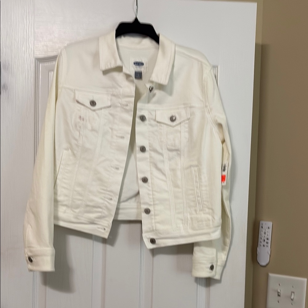 Old Navy White Jean Jacket Classic Denim Style